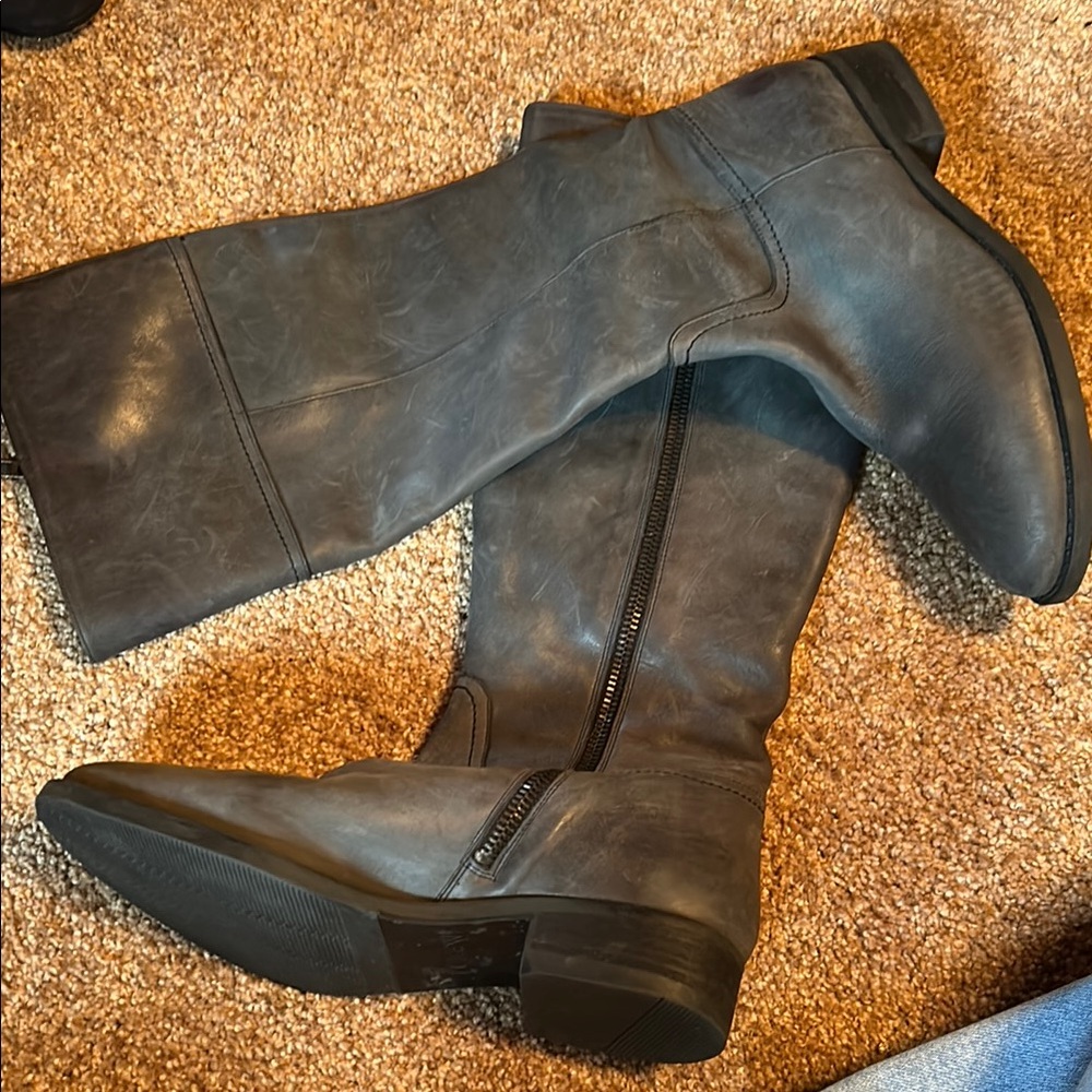 MADEWELL Women's Gray Leather Boots